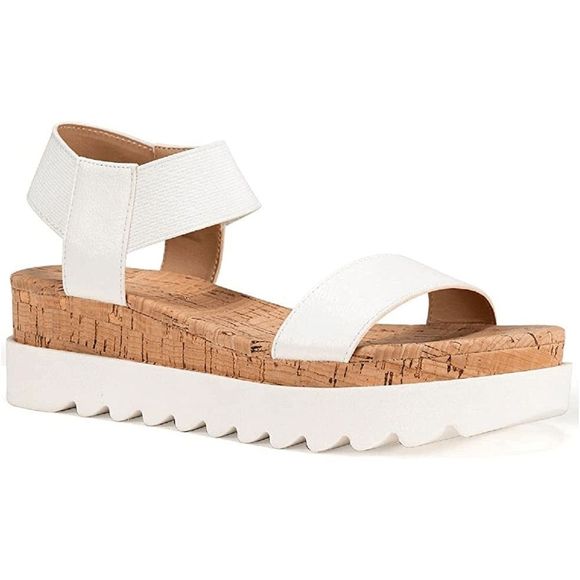 Sun + Stone Womens Melanyy Faux Leather Slip On Flatform Sandals - Picture 1 of 3